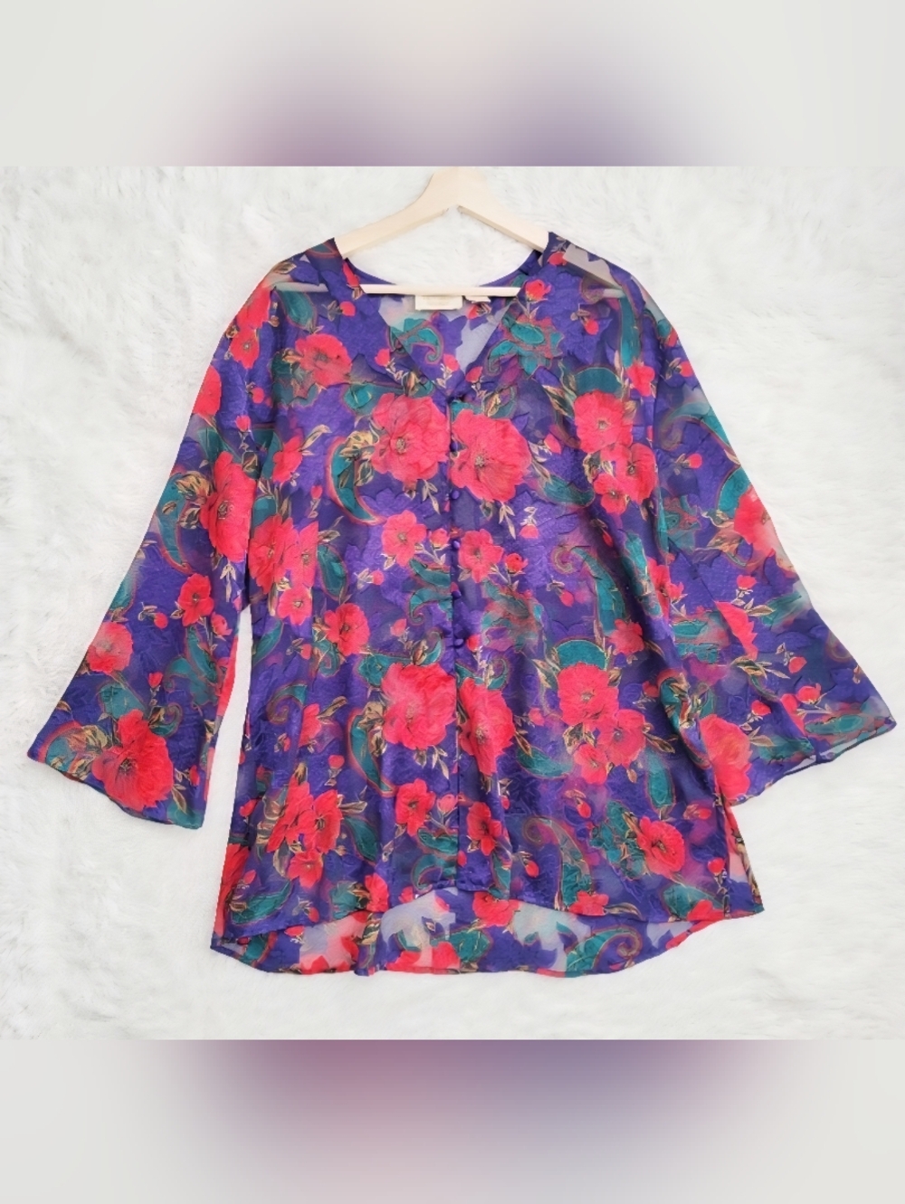 Vintage Victoria’s Secret Size S Satin Red Floral Paisley Print Night Shirt